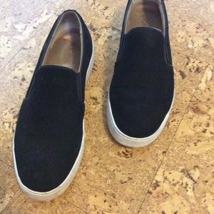 Women’s black suede slip on tennis shoe